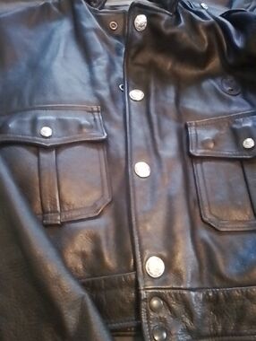 Fancy Taylor Black Military-Style Leather Field Jacket